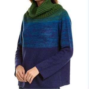 Sachin & Babi “Sarah” Ombre Cowl Neck Sweater Green Blue Womens XS